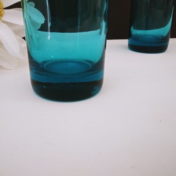 Mid Century Modern Highball Glasses Peacock Blue - Picture 4 of 7